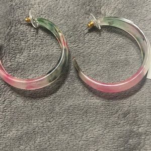 Betsy Johnson pink and green hoop earrings